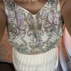 Embellished Formal Dress with Cream Pleated Skirt